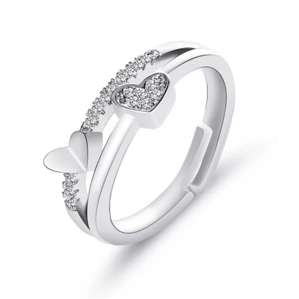 925 Sterling Silver Heart Earrings Necklace Bracelet And Ring Adjustable Gift - Picture 8 of 9